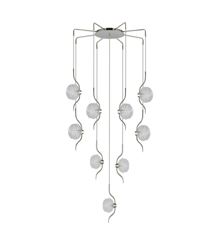 Astoria 84cm Round 9 Light Spider Pendant 160mm Glass Polished Nickel/Clear-4
