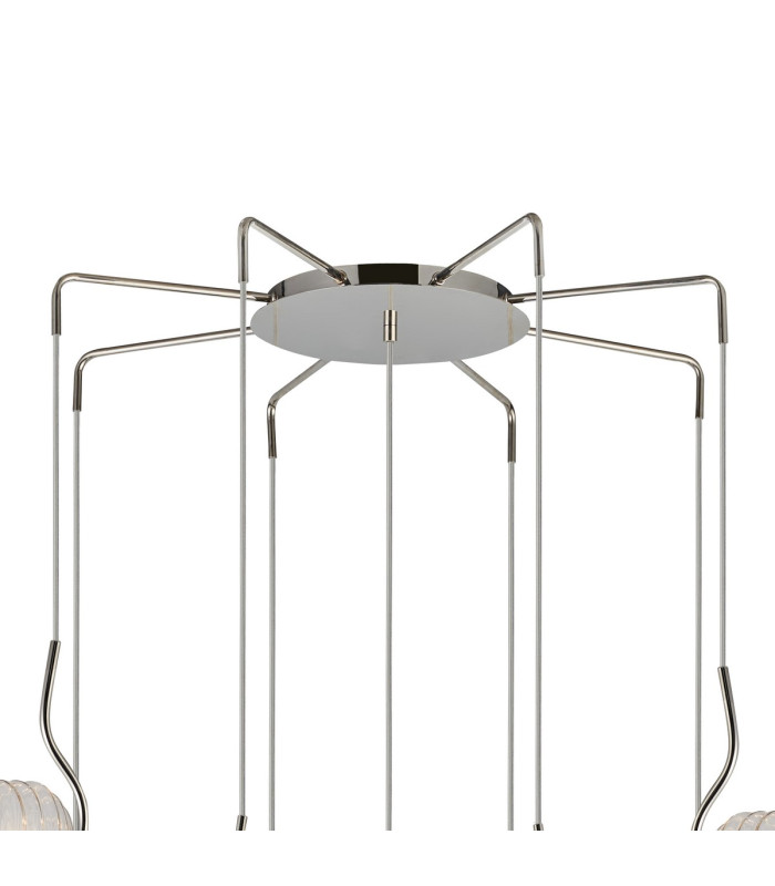 Astoria 84cm Round 9 Light Spider Pendant 160mm Glass Polished Nickel/Clear-5