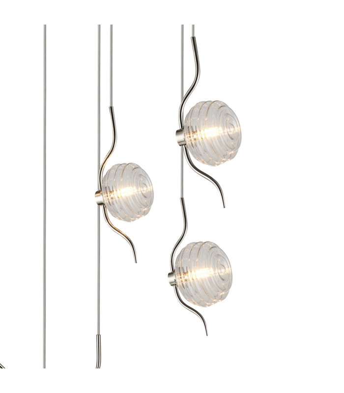Astoria 84cm Round 9 Light Spider Pendant 160mm Glass Polished Nickel/Clear-6