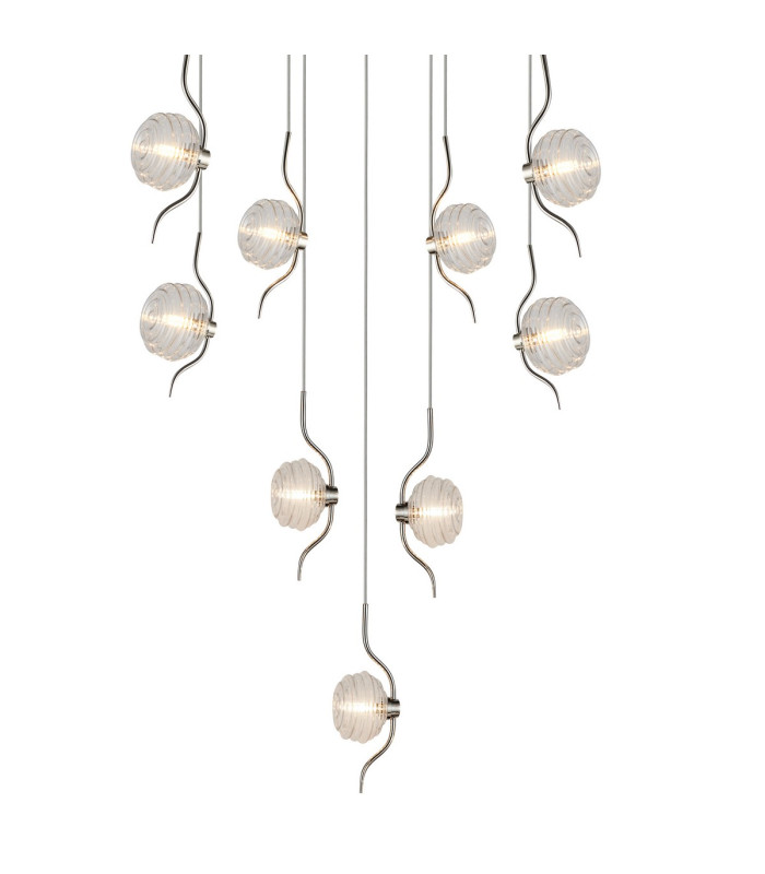 Astoria 84cm Round 9 Light Spider Pendant 160mm Glass Polished Nickel/Clear-7