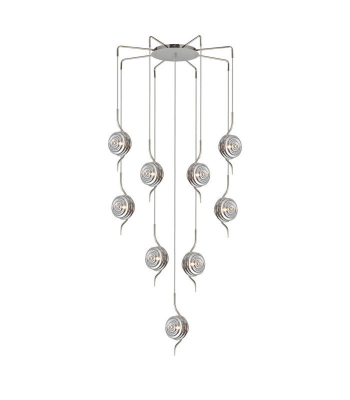 Astoria 84cm Round 9 Light Spider Pendant 160mm Glass Polished Nickel/Smoke-1