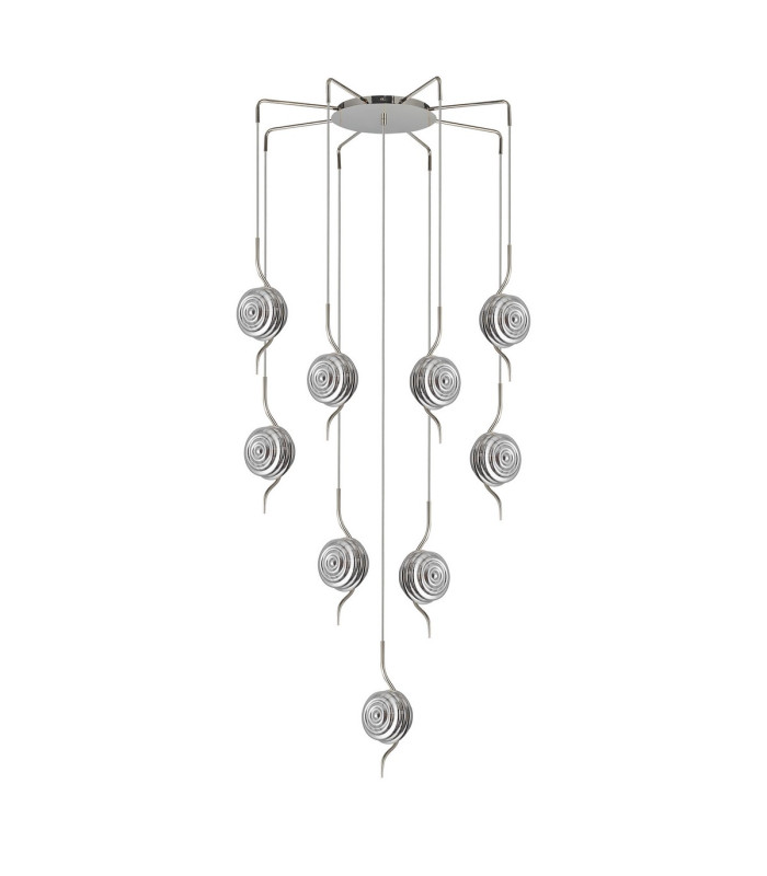 Astoria 84cm Round 9 Light Spider Pendant 160mm Glass Polished Nickel/Smoke-4