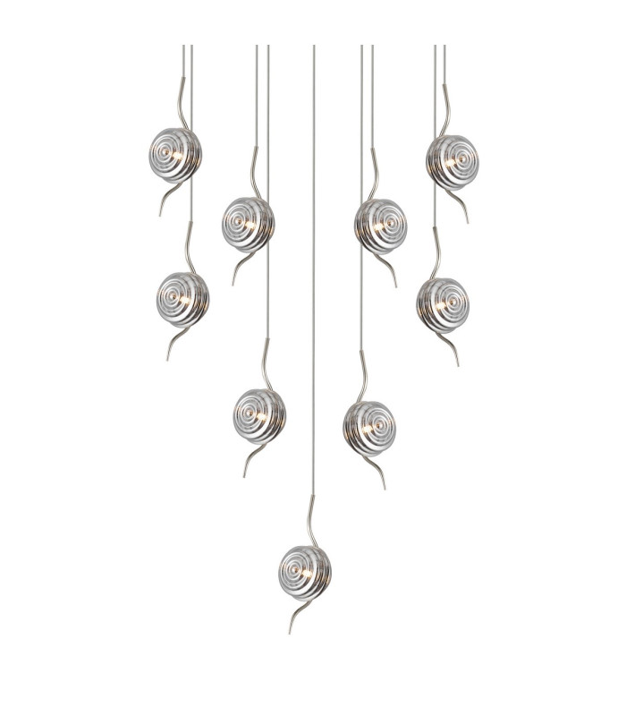 Astoria 84cm Round 9 Light Spider Pendant 160mm Glass Polished Nickel/Smoke-7