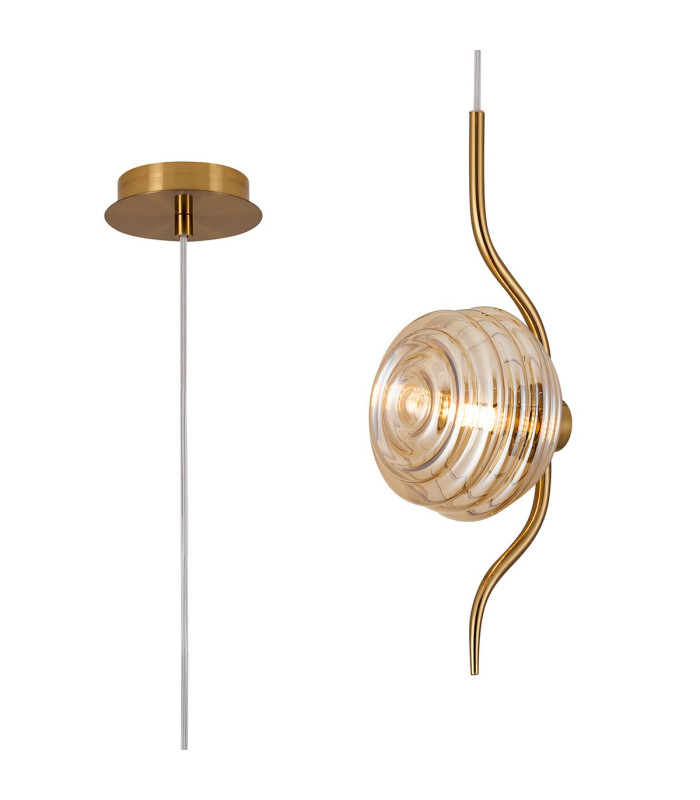 Astoria 1 Light Pendant 16cm Glass Brass/Amber-1