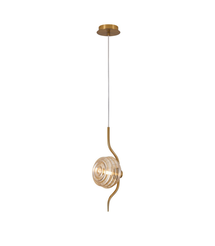 Astoria 1 Light Pendant 16cm Glass Brass/Amber-4