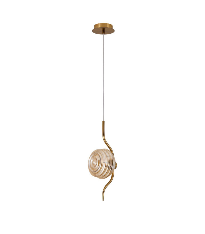 Astoria 1 Light Pendant 16cm Glass Brass/Amber-5