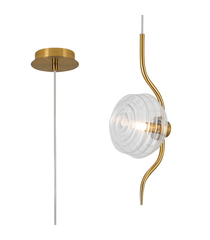 Astoria 1 Light Pendant 16cm Glass Brass/Clear-1