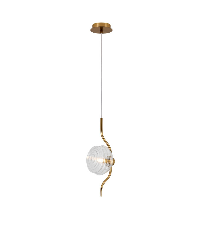 Astoria 1 Light Pendant 16cm Glass Brass/Clear-4