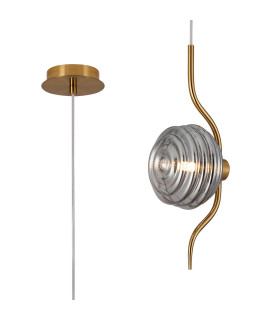 Astoria 1 Light Pendant 16cm Glass Brass/Smoke-1