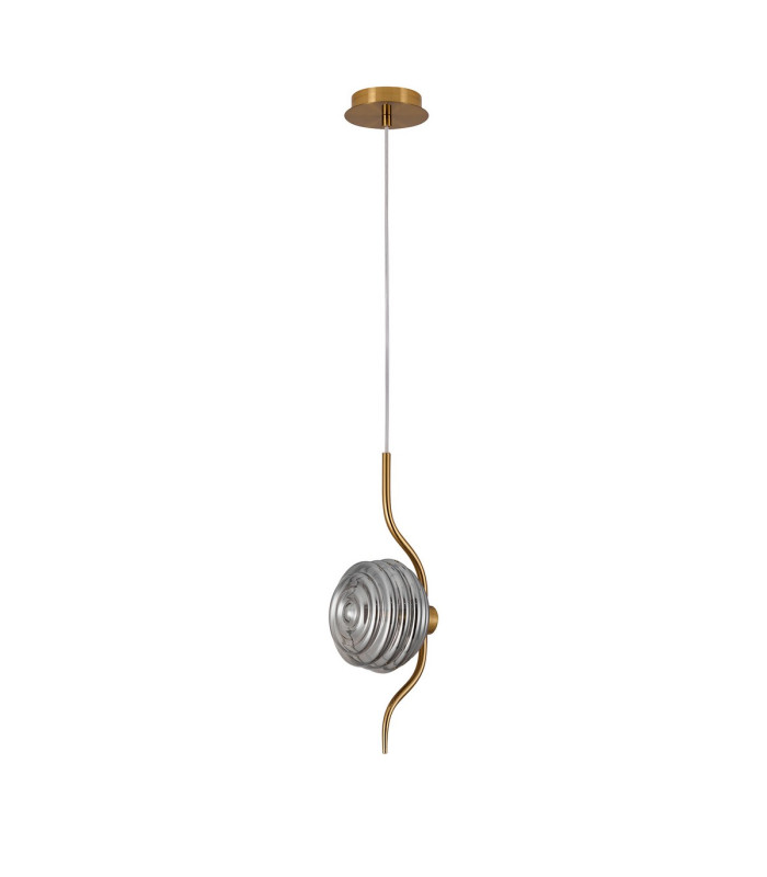 Astoria 1 Light Pendant 16cm Glass Brass/Smoke-5