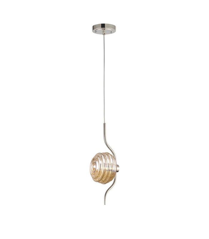 Astoria 1 Light Pendant 16cm Glass Polished Nickel/Amber-5