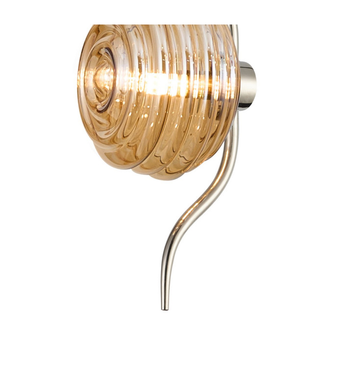 Astoria 1 Light Pendant 16cm Glass Polished Nickel/Amber-7