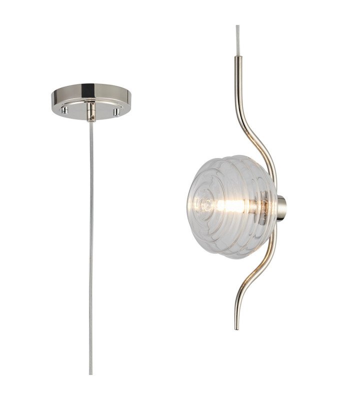 Astoria 1 Light Pendant 16cm Glass Polished Nickel/Clear-1