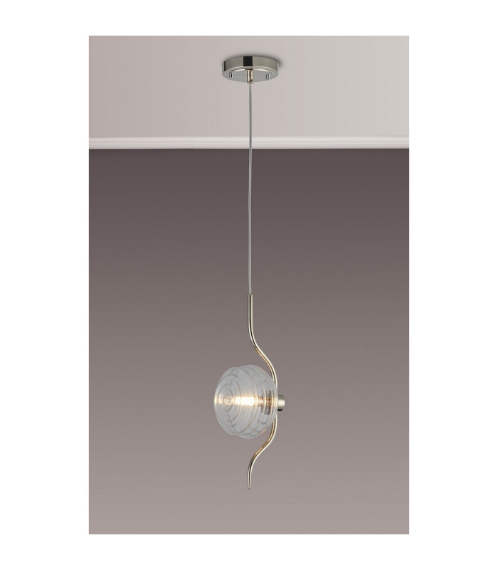 Astoria 1 Light Pendant 16cm Glass Polished Nickel/Clear-3