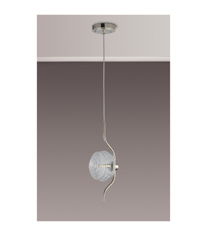 Astoria 1 Light Pendant 16cm Glass Polished Nickel/Clear-9