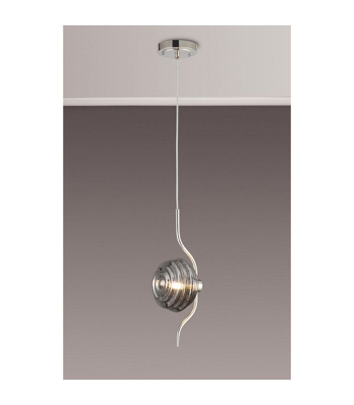 Astoria 1 Light Pendant 16cm Glass Polished Nickel/Smoke-3