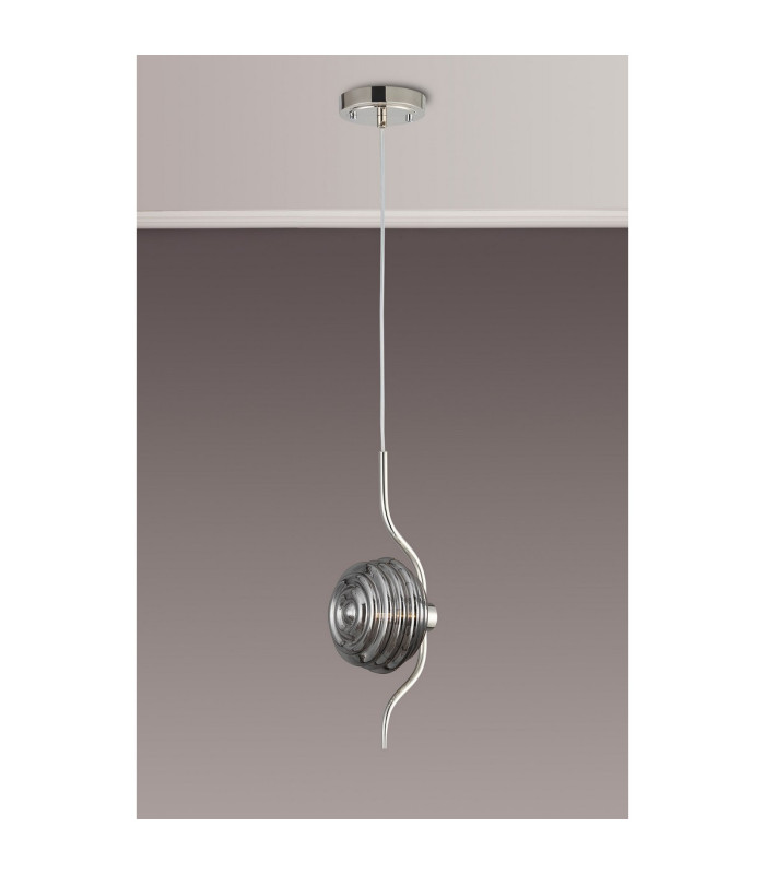 Astoria 1 Light Pendant 16cm Glass Polished Nickel/Smoke-10
