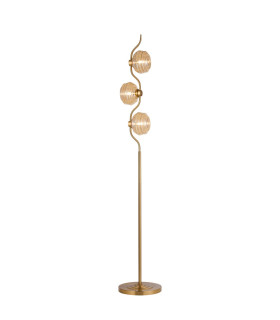 Astoria 3 Light Floor Lamp 160mm Glass Brass/Amber-1