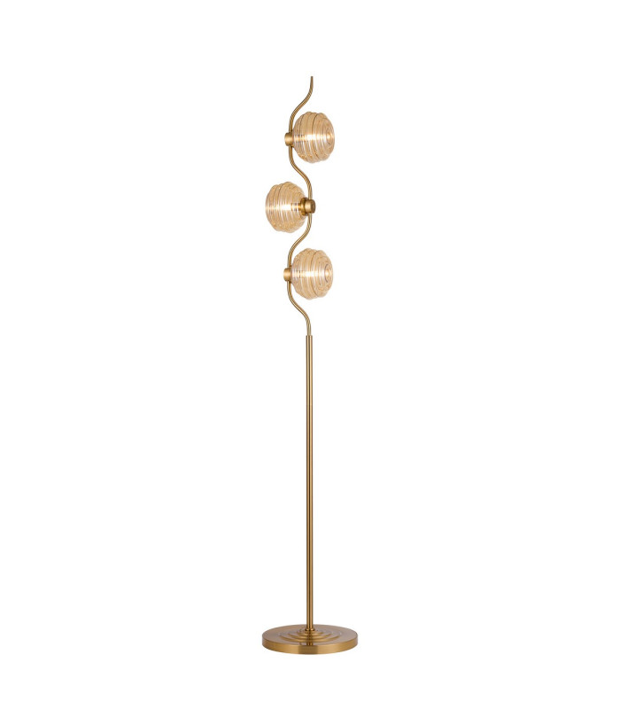 Astoria 3 Light Floor Lamp 160mm Glass Brass/Amber-1