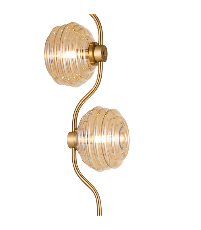 Astoria 3 Light Floor Lamp 160mm Glass Brass/Amber-6