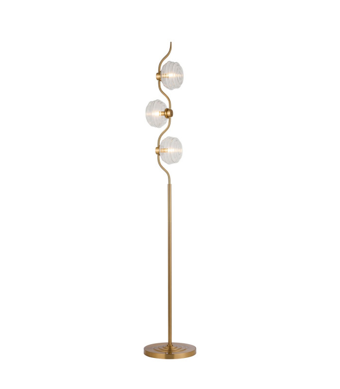 Astoria 3 Light Floor Lamp 160mm Glass Brass/Clear-1