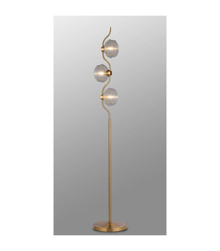 Astoria 3 Light Floor Lamp 160mm Glass Brass/Clear-3