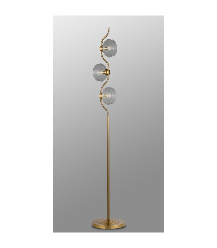 Astoria 3 Light Floor Lamp 160mm Glass Brass/Clear-8