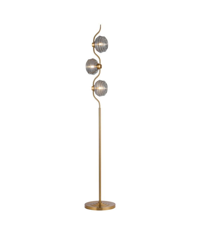 Astoria 3 Light Floor Lamp 160mm Glass Brass/Smoke-1
