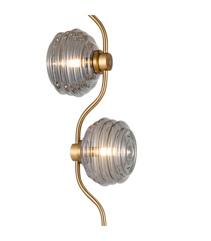 Astoria 3 Light Floor Lamp 160mm Glass Brass/Smoke-6