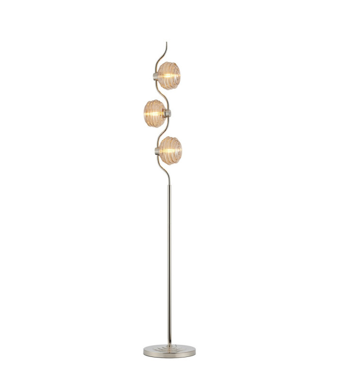 Astoria 3 Light Floor Lamp 160mm Glass Polished Nickel/Amber-1