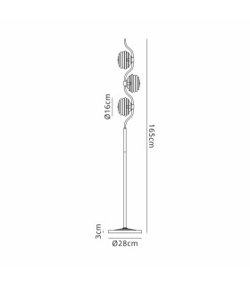Astoria 3 Light Floor Lamp 160mm Glass Polished Nickel/Amber-2