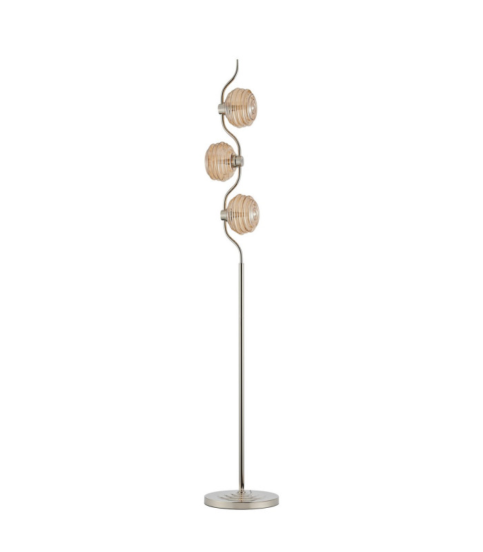 Astoria 3 Light Floor Lamp 160mm Glass Polished Nickel/Amber-4