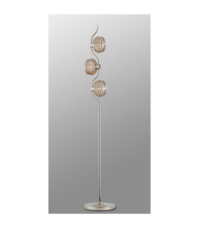 Astoria 3 Light Floor Lamp 160mm Glass Polished Nickel/Amber-8