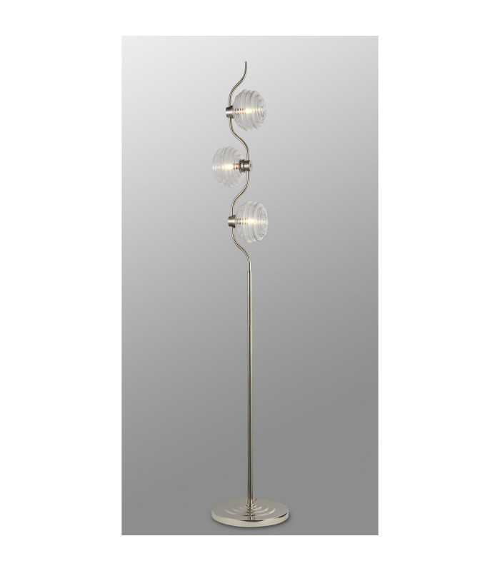 Astoria 3 Light Floor Lamp 160mm Glass Polished Nickel/Clear-3