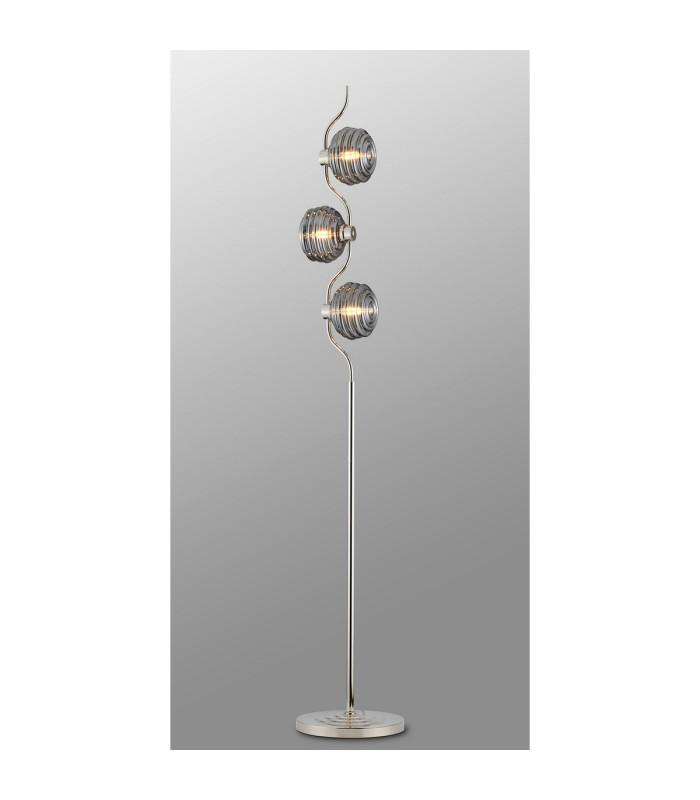 Astoria 3 Light Floor Lamp 160mm Glass Polished Nickel/Smoke-3