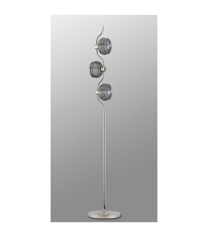 Astoria 3 Light Floor Lamp 160mm Glass Polished Nickel/Smoke-8