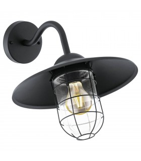 1 Light Outdoor Fisherman Wall Downlight Black IP44, E27 - 1