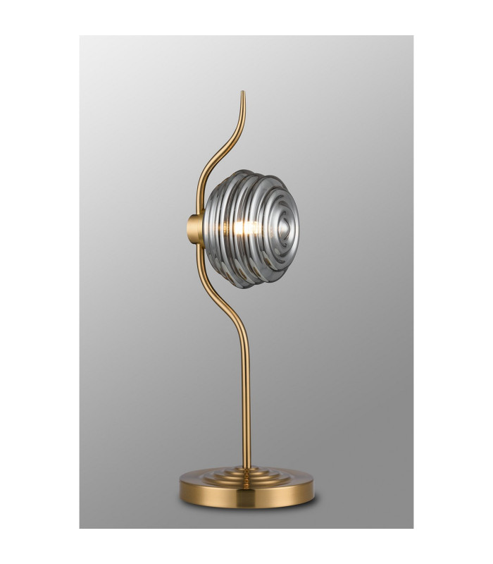 Astoria 1 Light Table Lamp 160mm Glass Brass/Smoke-3