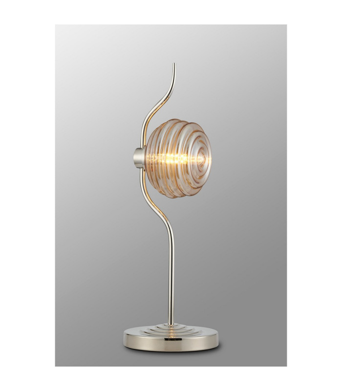 Astoria 1 Light Table Lamp 160mm Glass Polished Nickel/Amber-3