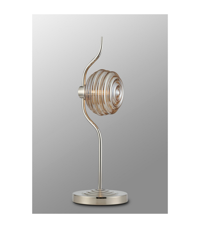Astoria 1 Light Table Lamp 160mm Glass Polished Nickel/Amber-7