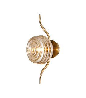 Astoria 1 Light Wall/Flush Light 160mm Glass Brass/Amber-1