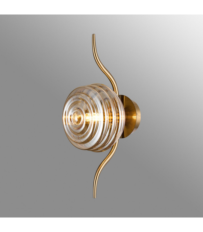 Astoria 1 Light Wall/Flush Light 160mm Glass Brass/Amber-3