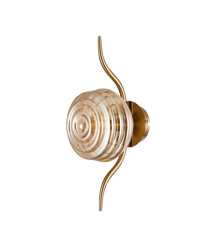 Astoria 1 Light Wall/Flush Light 160mm Glass Brass/Amber-4
