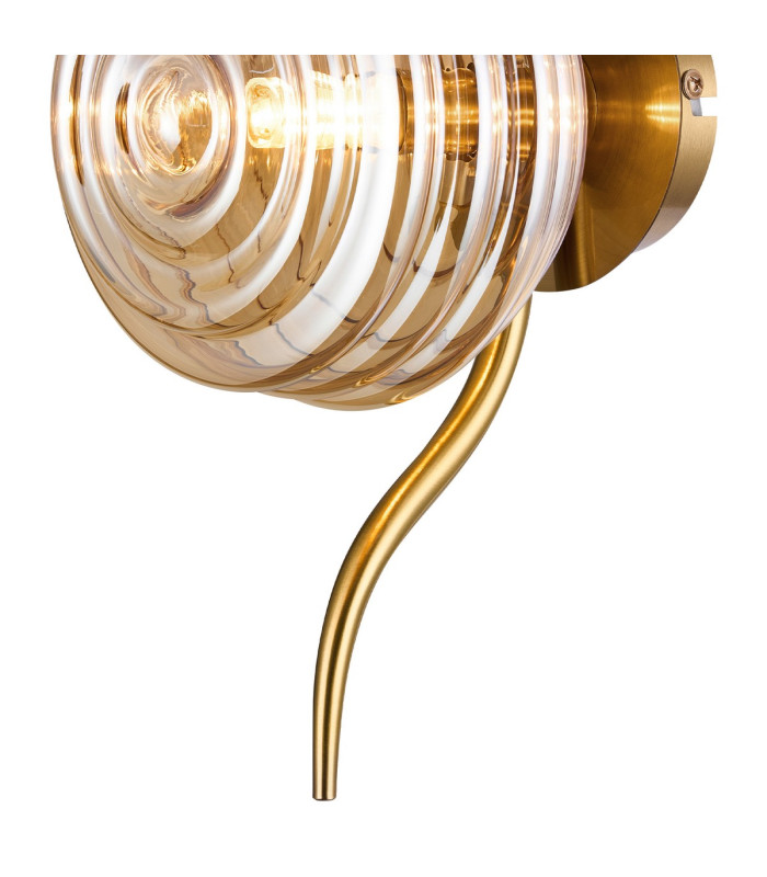 Astoria 1 Light Wall/Flush Light 160mm Glass Brass/Amber-5