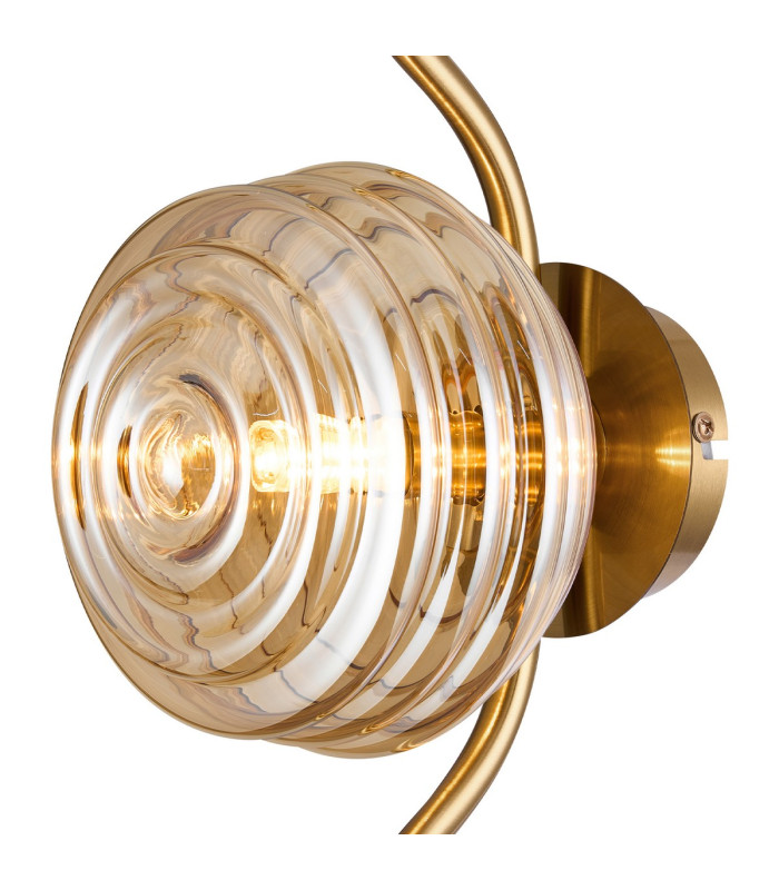 Astoria 1 Light Wall/Flush Light 160mm Glass Brass/Amber-6