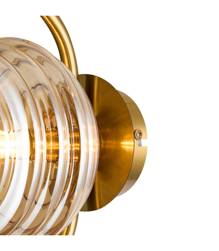 Astoria 1 Light Wall/Flush Light 160mm Glass Brass/Amber-7