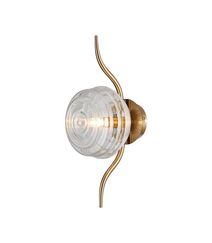 Astoria 1 Light Wall/Flush Light 160mm Glass Brass/Clear-1
