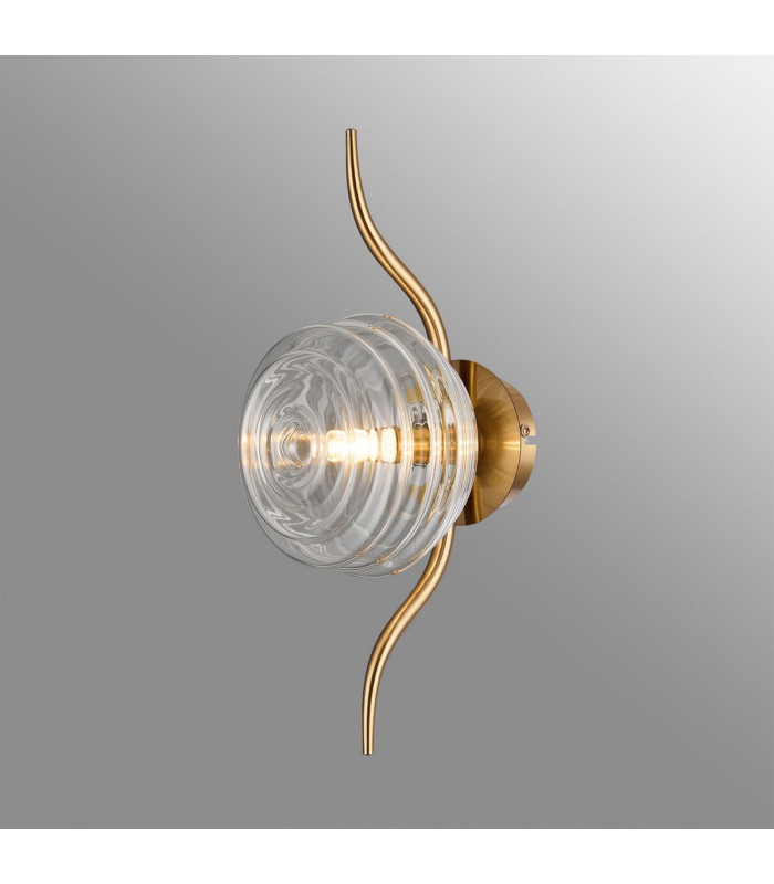 Astoria 1 Light Wall/Flush Light 160mm Glass Brass/Clear-3