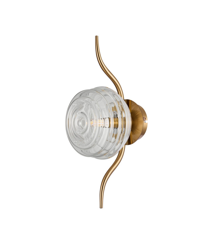 Astoria 1 Light Wall/Flush Light 160mm Glass Brass/Clear-4