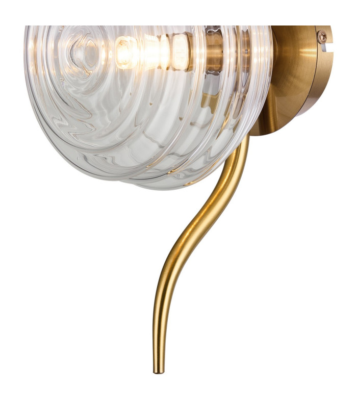 Astoria 1 Light Wall/Flush Light 160mm Glass Brass/Clear-6
